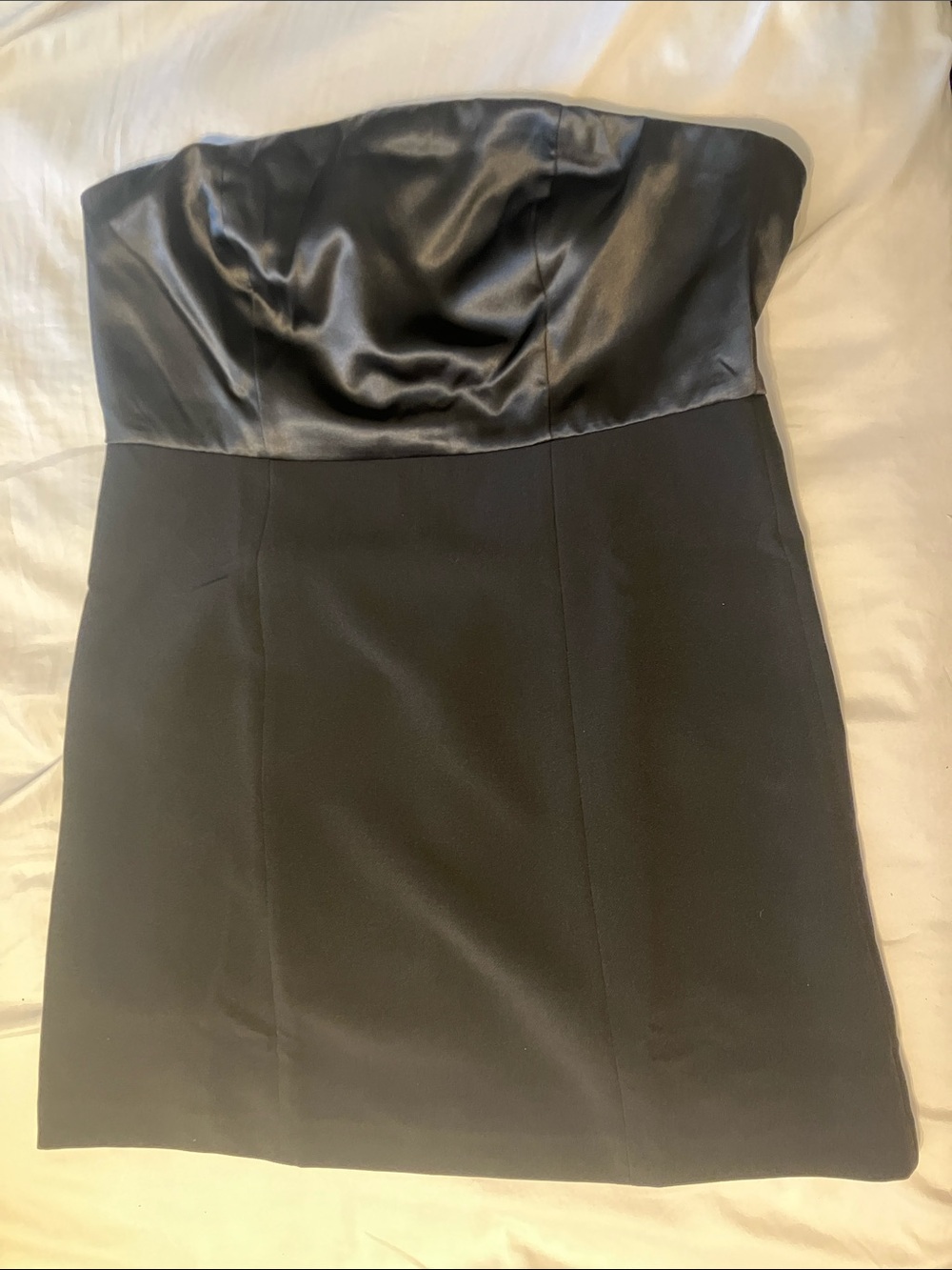 GAP Strapless Black Satin-Trim Dress